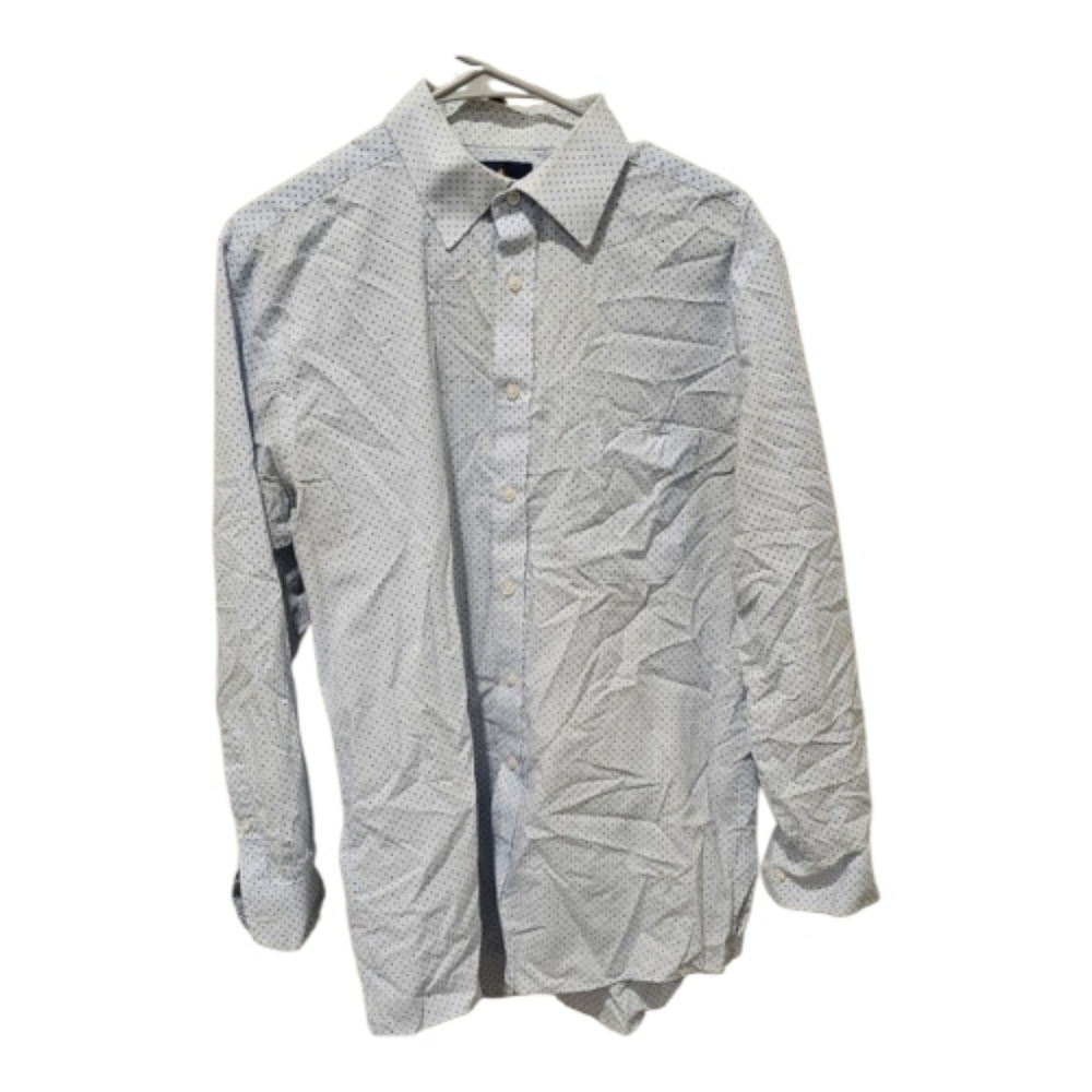 Stafford Men's Blue and White Patterned Shirt